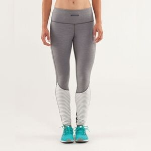 Lululemon Run: Runder Under Pant Heathered Slate / Macro Micro Stripe Pola Sz 4
